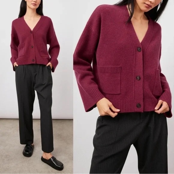 Rails Magenta Lindi Wool Cashmere Cardigan Sweater XS Cozy Soft Fall Layering - Picture 1 of 7